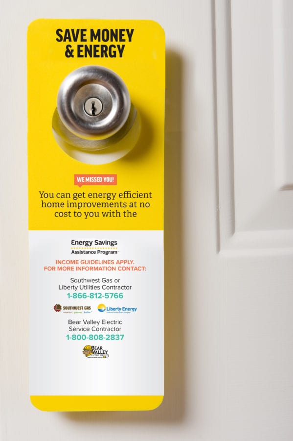 A door hanger designed for Southwest Gas promoting energy savings.