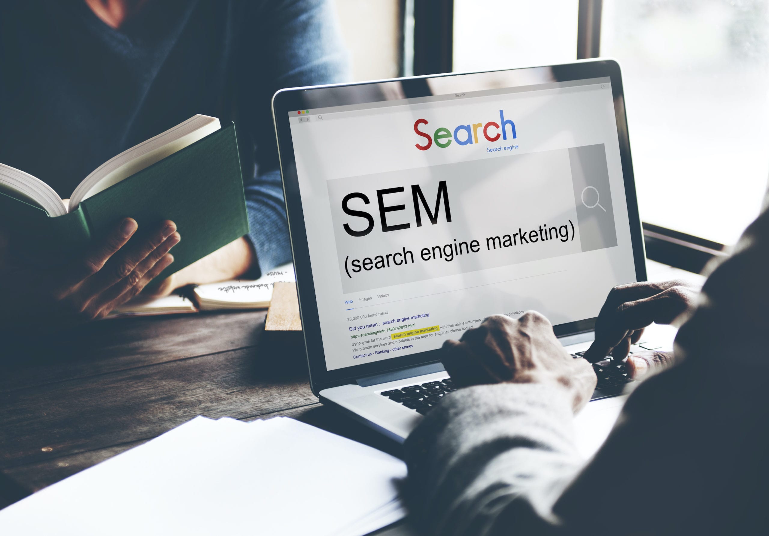 What is SEM? A picture of a person searching, "SEM".