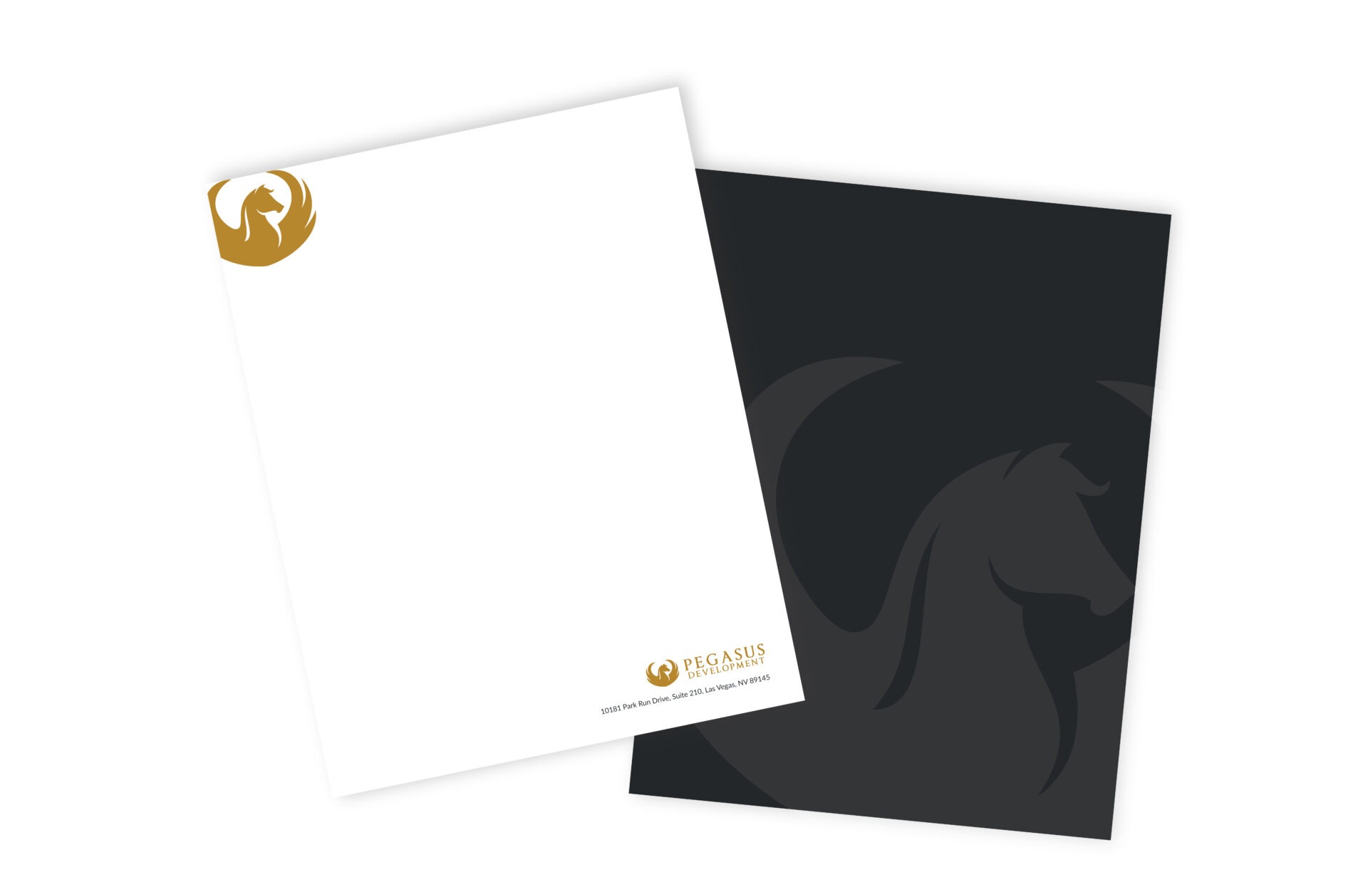 Pegasus Development rebranded stationary designed by Canyon Creative in Las Vegas, Nevada.