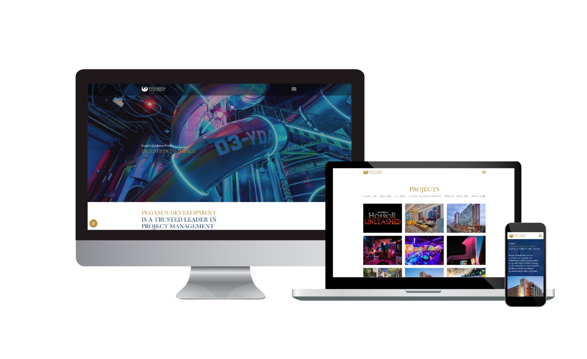 Pegasus Development rebranded website designed by Canyon Creative in Las Vegas, Nevada.