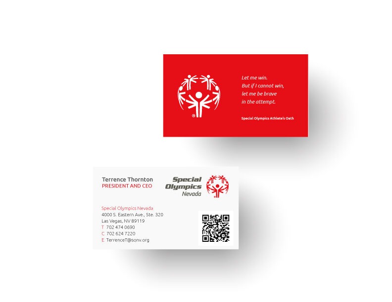 Special Olympics Nevada business cards Canyon Creative completed