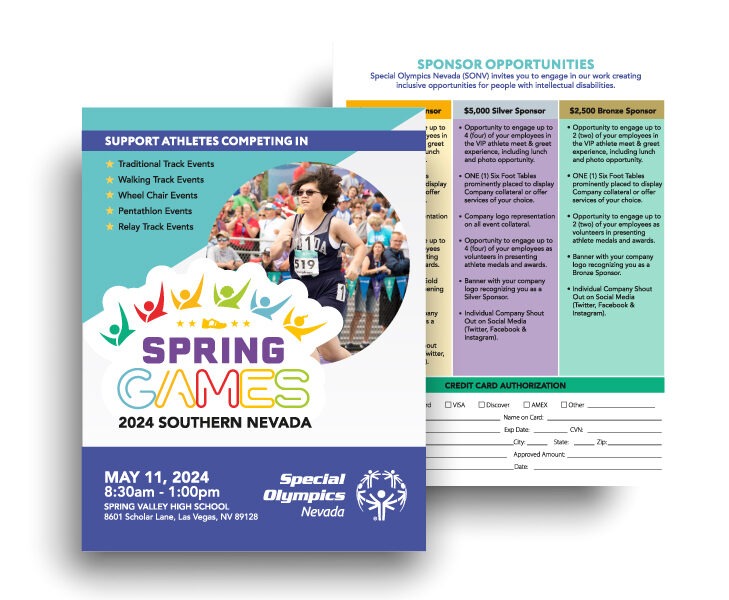 Special Olympics Nevada event marketing and design work that Canyon Creative completed