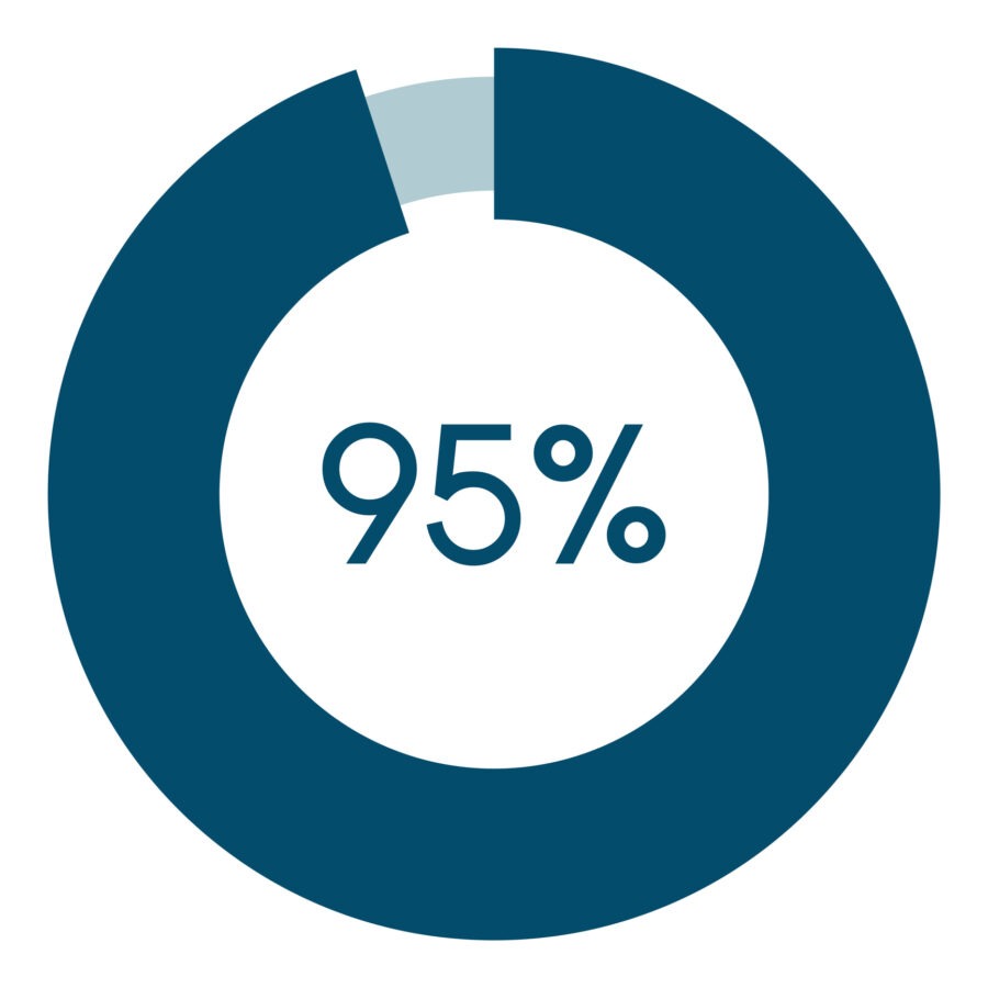 A circular graphic showing 95%